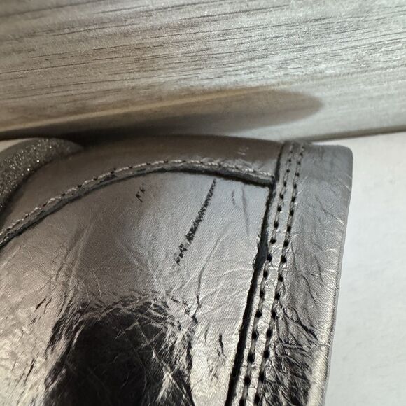 Johnston & Murphy Metallic Silver Platform Wedge Slip On Loafer Women 8 M Chain - Picture 6 of 15